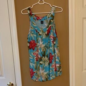 Tropical Floral Tank Top - Blue and Red